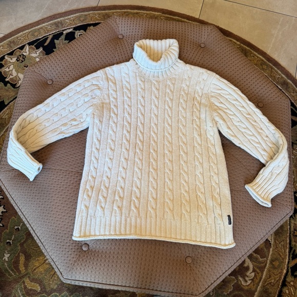 🦋Fisherman Out of Ireland Pure Wool Cashmere Blend Cable Knit Turtleneck🦋 - Picture 3 of 12